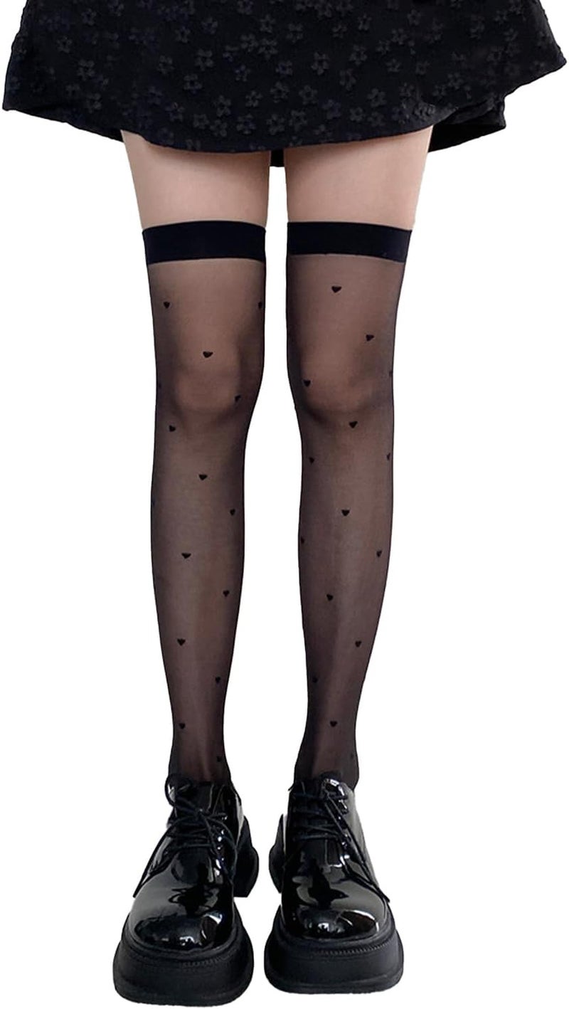 Ninejuize Thigh High Stockings with Bow, Santa Accessory Y2K Fishnet Socks with Lace Brim Lingerie Tights for Women - Image 1